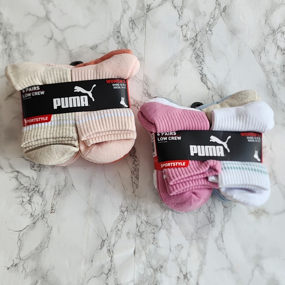 PUMA PACK 12 SOCKS WOMEN'S LOW CREW SHOE SZ 5 - 9.5 Beige